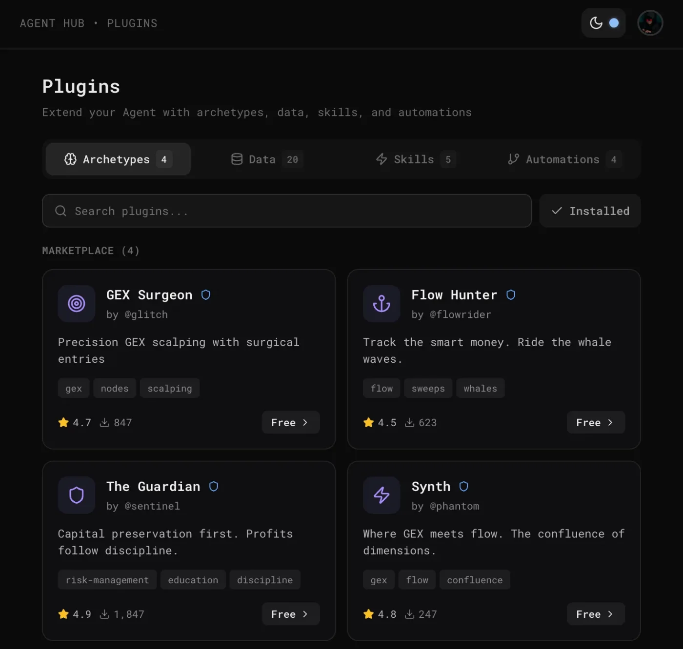 Forge trading agent builder