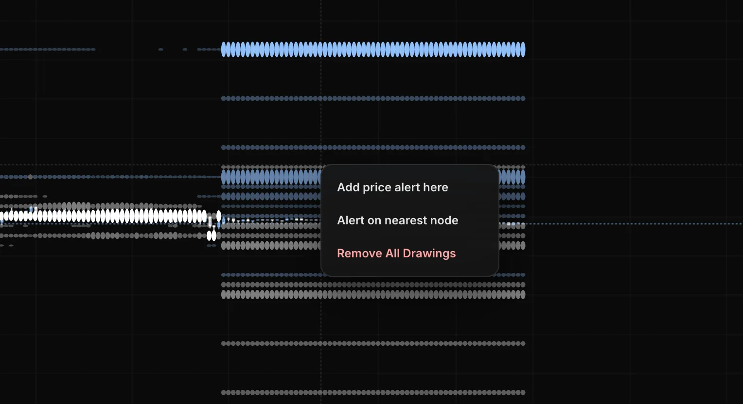 Atlas right-click menu with Add price alert here and Alert on nearest node